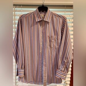 Peter Millar Striped Button Front Shirt Size Large